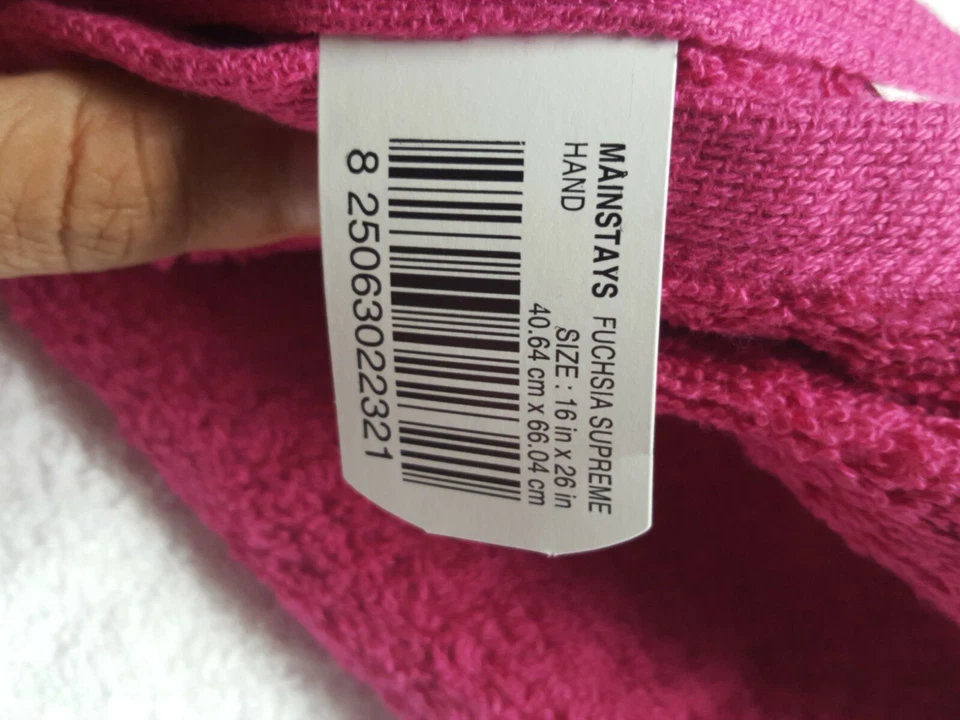 Lote de 10 toallas de mano Mainstays fucsia nuevas con etiquetas 16 x 26 pulgadas 100 % algodón Foto 2 de 3