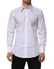 Dolce & Gabbana White Cotton Slim Fit Dress Formal Men Men's Shirt Authentic
