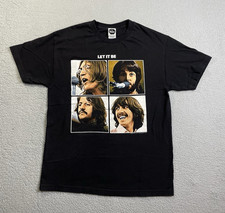 Vintage The Beatles Shirt Short Sleeve Let It Be 2004 Black Mens L Made in USA