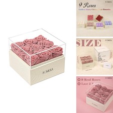 Rosaura Square Preserved Roses Gift - Real Forever Flowers In Clear Acrylic