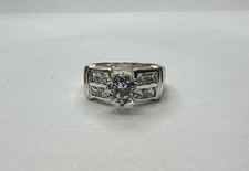 Elegant 925 Sterling Silver Ring With Round CZ  Cut Side Stones