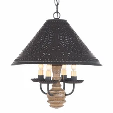HOMESPUN SHADE LIGHT WOOD and PUNCHED TIN Country Pendant Color: Pearwood