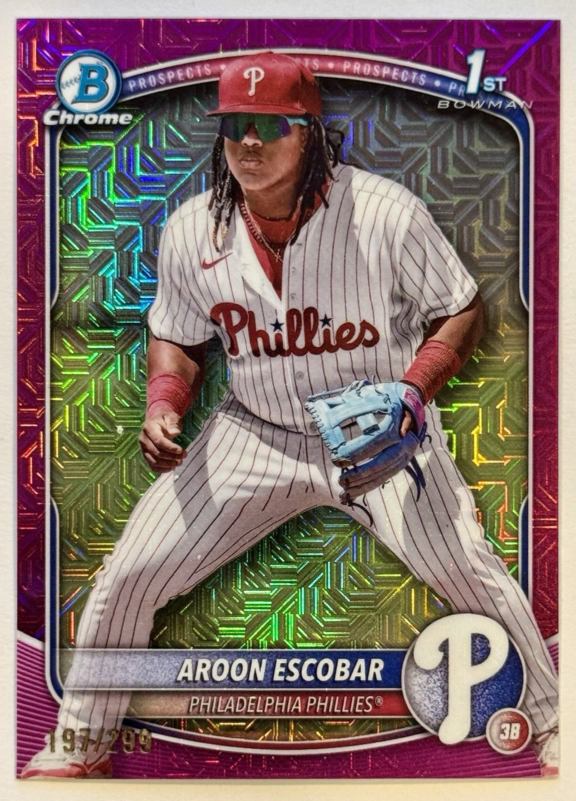 2025 Bowman Chrome Aroon Escobar 1st Fuchsia Mojo Refractor #197/299 #BCP-65