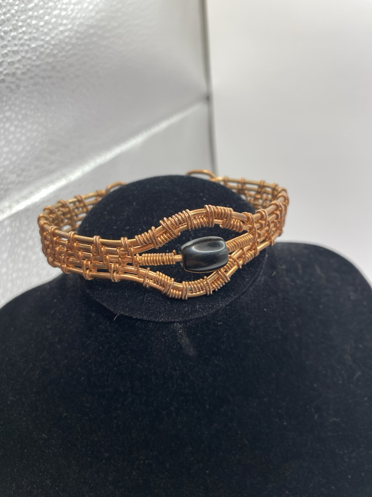 Copper Wire Wrapped Cuff Adjustable Handmade Bang… - image 1