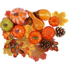 Fall Decorations Pumpkins Gourds Leaves for Tabletop Mantel and Vase Decor