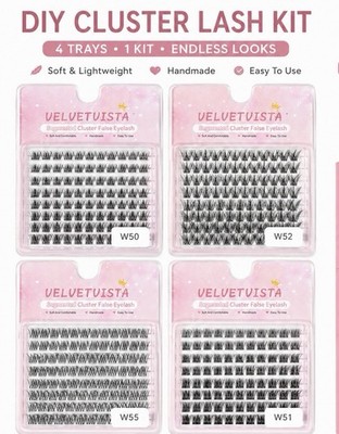 VelvetVista DIY Lash Cluster Bundle 4 Styles In 1 Kit Soft Lightweight Eyelash