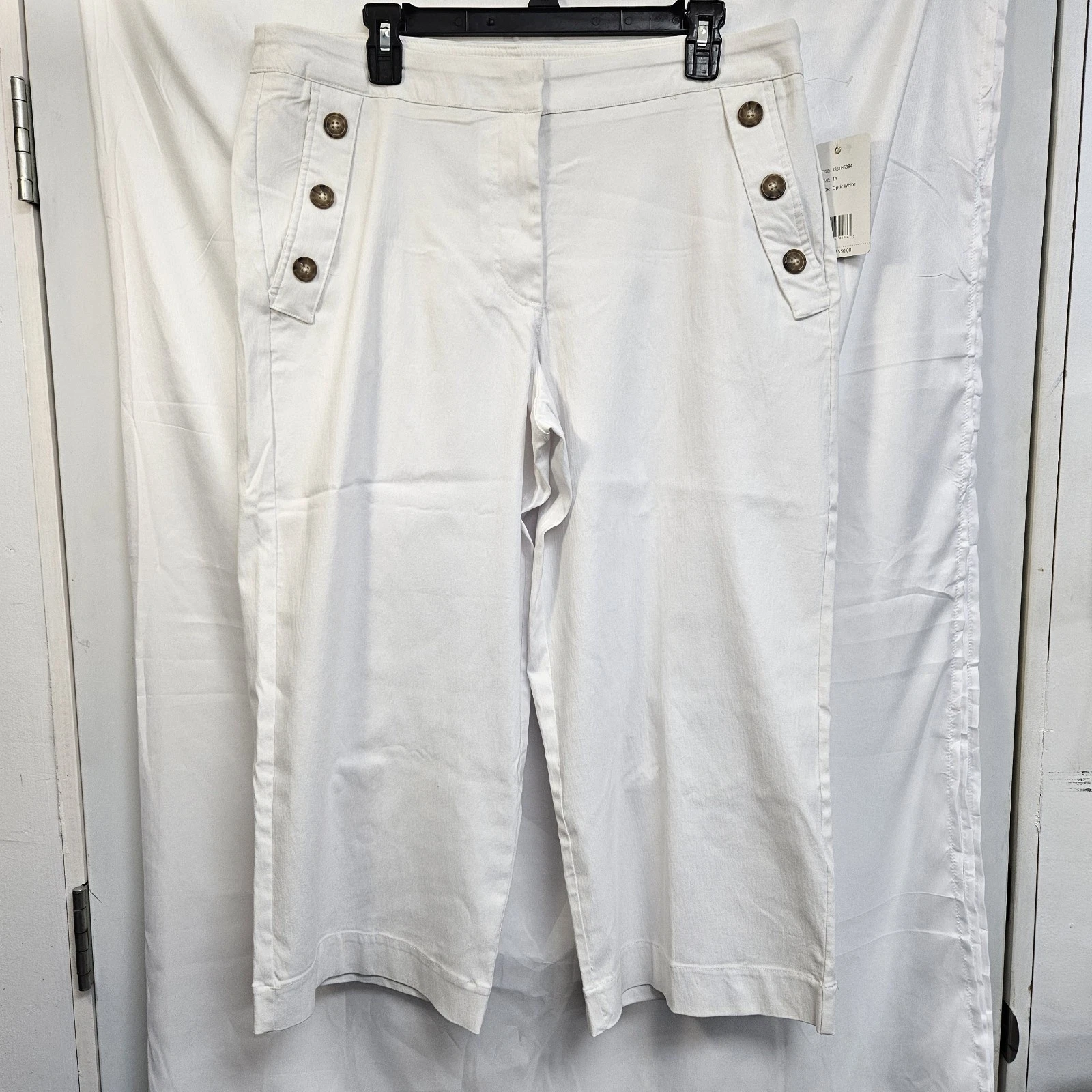 WOMENS ZAC & RACHEL WHITE WIDE LEG DRESSY CAPRIS SIZE 14