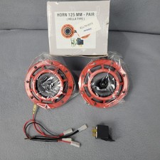 125mm Hella Type Horn Pair Red 12v Universal W Relay Wiring Kit Car Truck Suv