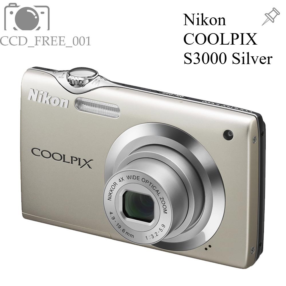Nikon COOLPIX S3000 CCD Digital Camera 12MP 4x Optical Zoom Silver Fast Shipping