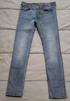 Herren HUGO BOSS TABER FIT Super Stretch Tapered Blau Jeans W32 L32 Button Fly
