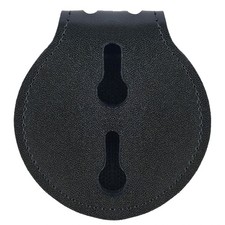 Black Cowhide Universal Police Badge Holder, Sheriff's Holder Round