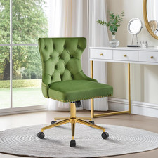 Yaheetech Vanity Office Desk Chair with Silver Base, Upholstered Velvet Dressing