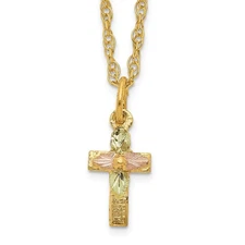 10k Tri-Color Gold Cross Necklace 18 In 1.18 g