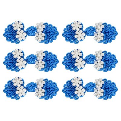 6 Pairs 60x25mm Knot Frog Buttons, Sewing Buttons Fasteners (Lake Blue)