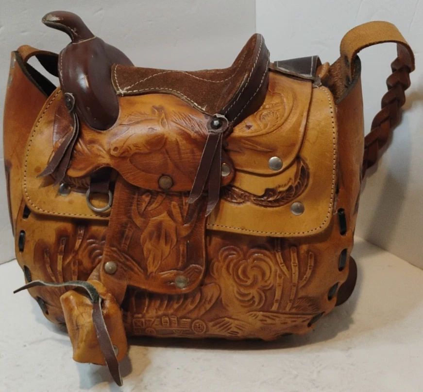 Bolso de Hombro Bolso de Cuero Hecho a Mano Vintage Hecho en México Foto 2 de 4