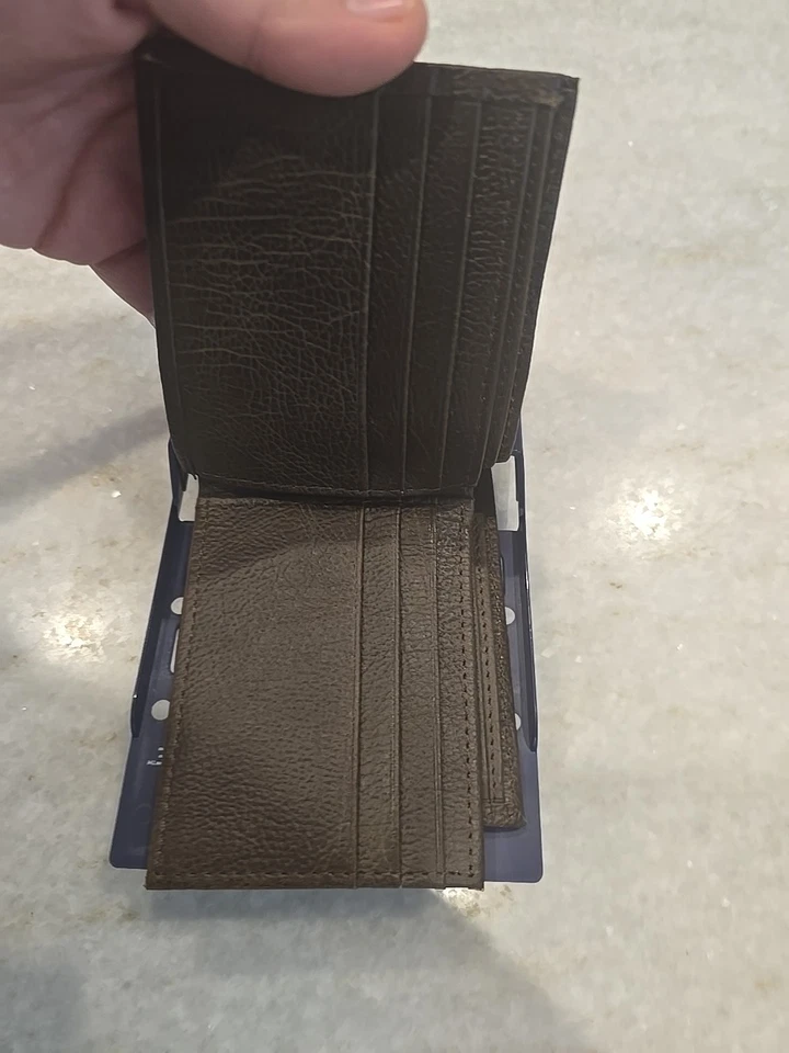 Nueva Cartera Para Hombre George Delgada Doble Plegado Cuero Marrón-Sello de Fábrica con Caja Nueva Foto 4 de 4