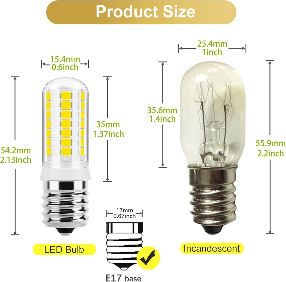 E17 LED Bulb Dimmable, Microwave Light Bulbs 8206232A, 125V 40W Incandescent Equ - Image 3 of 4