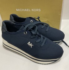 Michael Kors Monique Knit Trainer Lace-up Running Comfort Sneakers Navy Size 8