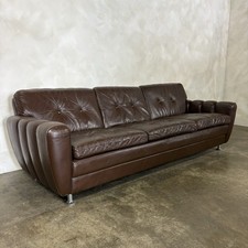 Mid century brown three seater sofa vintage retro MCM