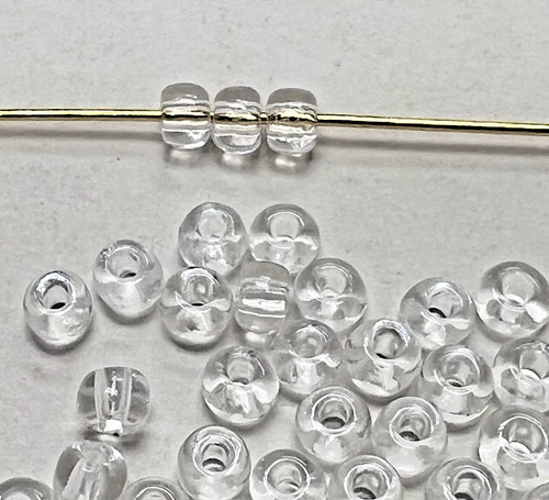 200+ Older Clear Glass Larger Seed Beads 1/8W x just shy 1/8" Thick