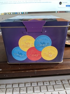 Vtg 1994 JOE CAMEL Cigarettes POKER SET 2 Card Decks & Chips in Tin Box.