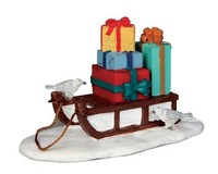 Lemax-54937-973, Sled With Presents, Weihnachtsdorf, Winterdorf, Rodelschlitten
