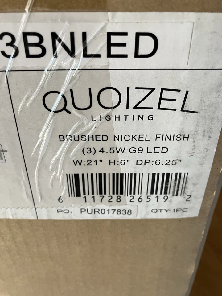 Quoizel KLT8603BNLED Kolt Vanity, 3-Light LED 13.5 Total Watts, Brushed Nickel - Image 3 of 4