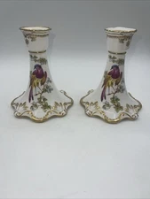 Spode Chelsea Bird (2) Candle Stick Holders, 5 3/8"  Rare England