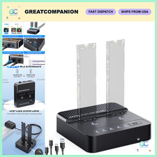 Dual Bay NVMe SSD Cloner Duplicator - 20Gbps USB 3.2 M.2 Dock, Tool-Free Clone A