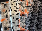 4 Halloween Fat Quarters Set 100% Cotton 18" x 21" Hallow Cats Silvery Bats