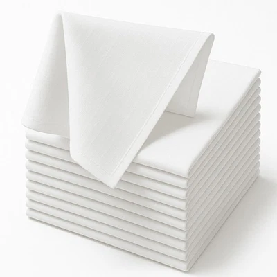 DUDU N GIRLIE 12x Men’s Handkerchiefs | 100% Soft Cotton Large Hankies | Hemmed Stitch Style.