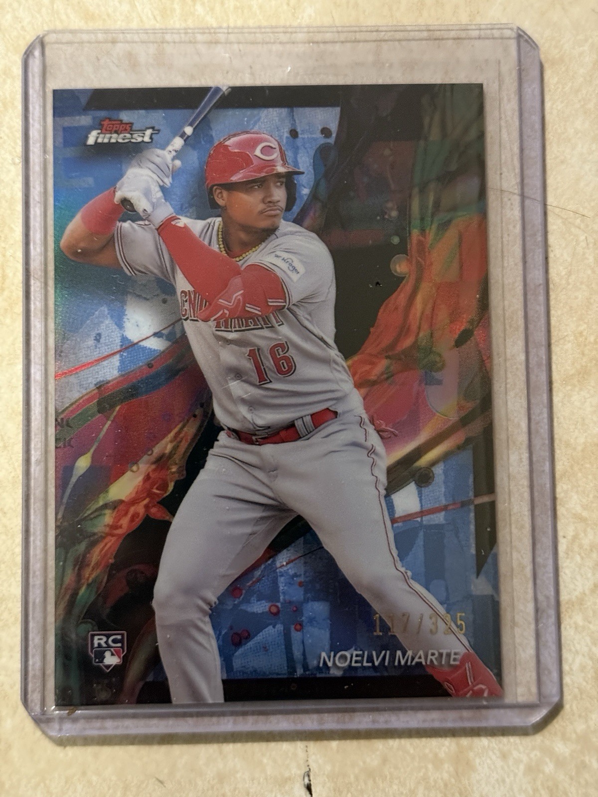 2024 Topps Finest - Common Noelvi Marte #10 Sky Blue Refractor /325 (RC)