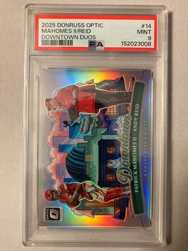 2025 Panini Optic Patrick Mahomes II Andy Reid Horizontal Dual Downtown PSA 9