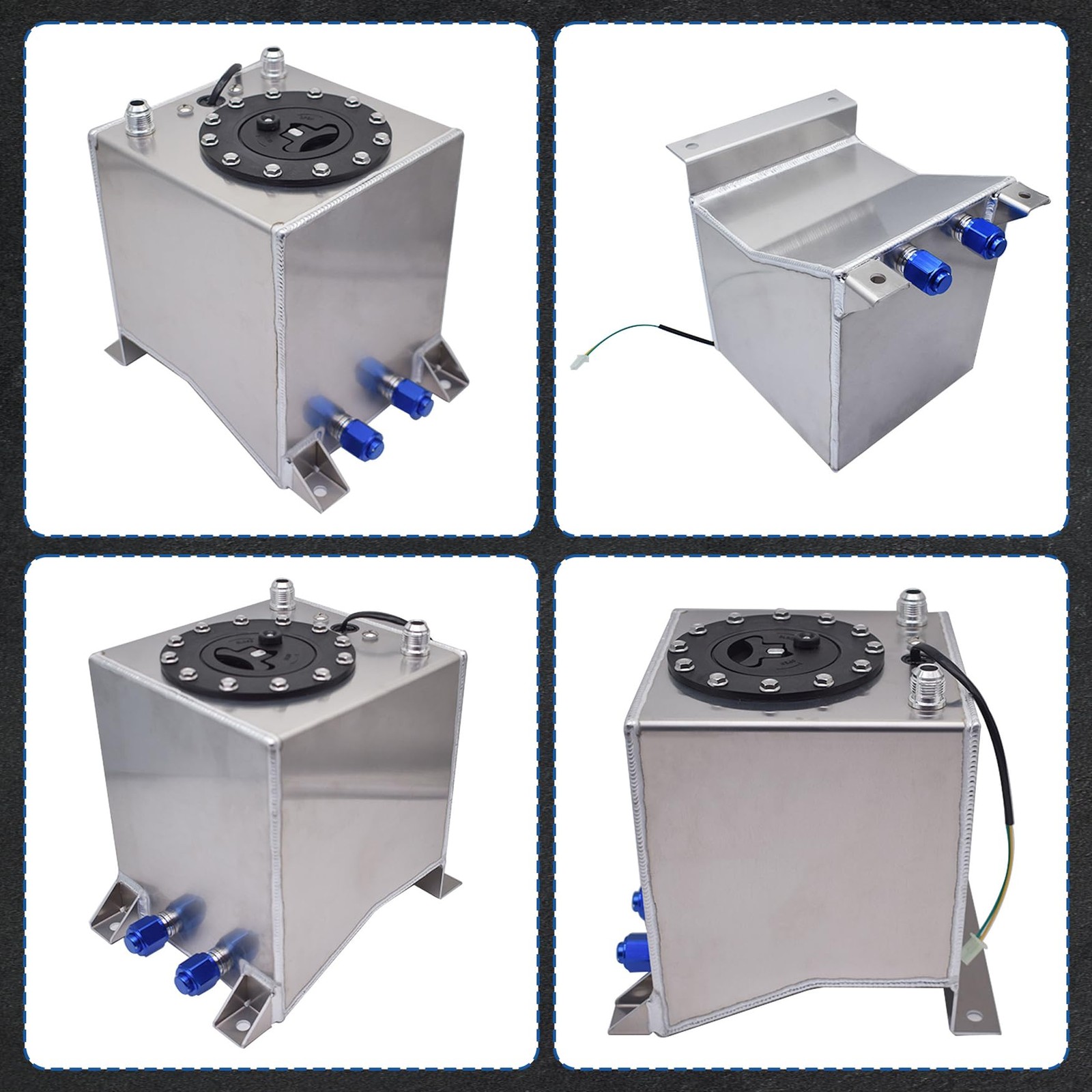 2.5 Gallon / 9.5L Fuel Cell Tank Polished Aluminum Racing Drift W/Level Sender