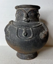 Pre-Columbian Pottery Figure Vessel Vase Jug Face Arms Jewelry EXCELLENT