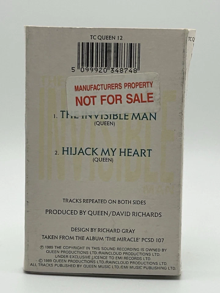 Queen The Invisible Man Uk 1989 Cassette Single W/ Promo Sticker - Image 4 of 4