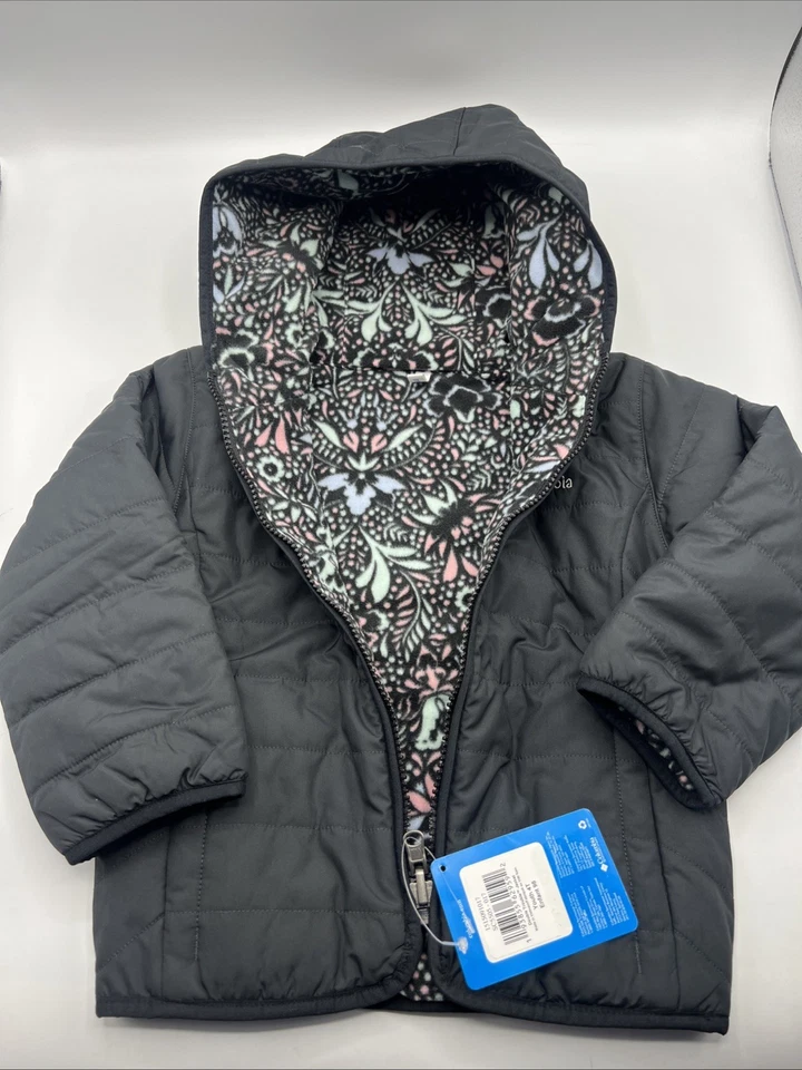 Columbia Double Trouble Chaqueta Juvenil 4T Abrigo Negro Reversible Nuevo con Etiquetas Foto 3 de 4