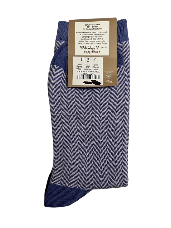 NUEVO Mujer J.CREW Pantalón Calcetines - Azul y Gris Espiga - Talla Única Foto 3 de 3