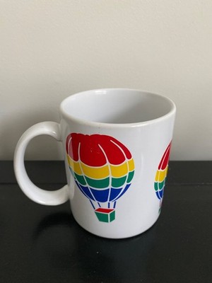 Vintage 80s 90s FTD Rainbow Retro Hot Air Balloon Coffee Mug Cup