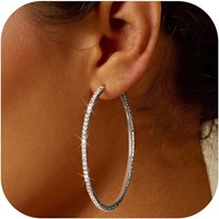 Creolen Ohrringe 925 Silber Hypoallergen Mit Cubic Zirkonia 30-60Mm Damen