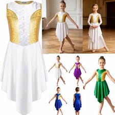 US Girls Worship Praise Lyrical Dance Dress Sleeveless Performance Dancewear