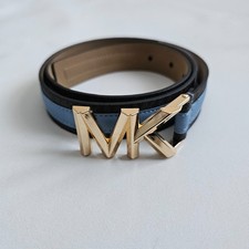 Image of Michael Kors Belt 34" Ladies Chambray Blue Brown 102cm MK Buckle MKWB557913 Gift