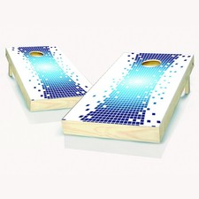 Cornhole Boards Set Skip's Garage Pixel Warp Foldable Legs Outdoor Game