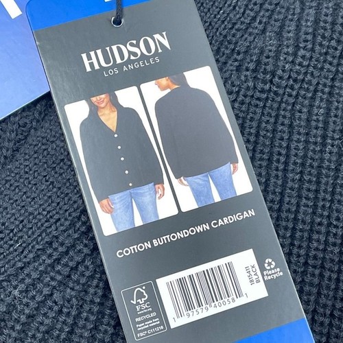 Hudson Los Angeles Womens Black Cotton Buttondown Cardigan Sweater L 6651 - Picture 4 of 10