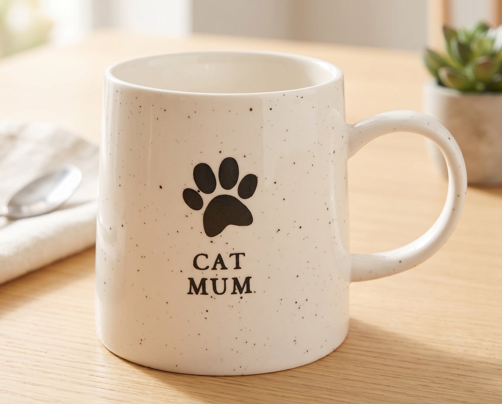 Gift For Cat Loving Mum Stoneware Mug With Paw Print