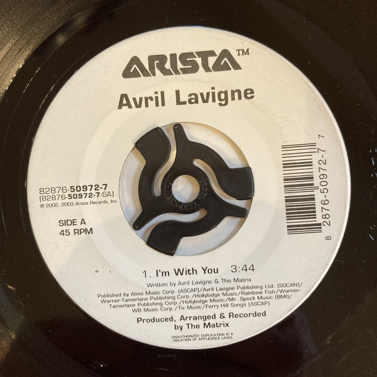 Avril Lavigne 7” Rare Vinyl I'm With You / Sk8er Boy VG+ Jukebox