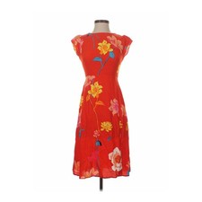 LOFT Petites Red Floral Cap Sleeve Fit & Flare Midi Dress 00P NWT