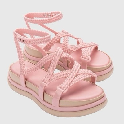 Melissa Buzios Strappy Ankle Strap Platform Sandals Pink/Beige Women s Size 9