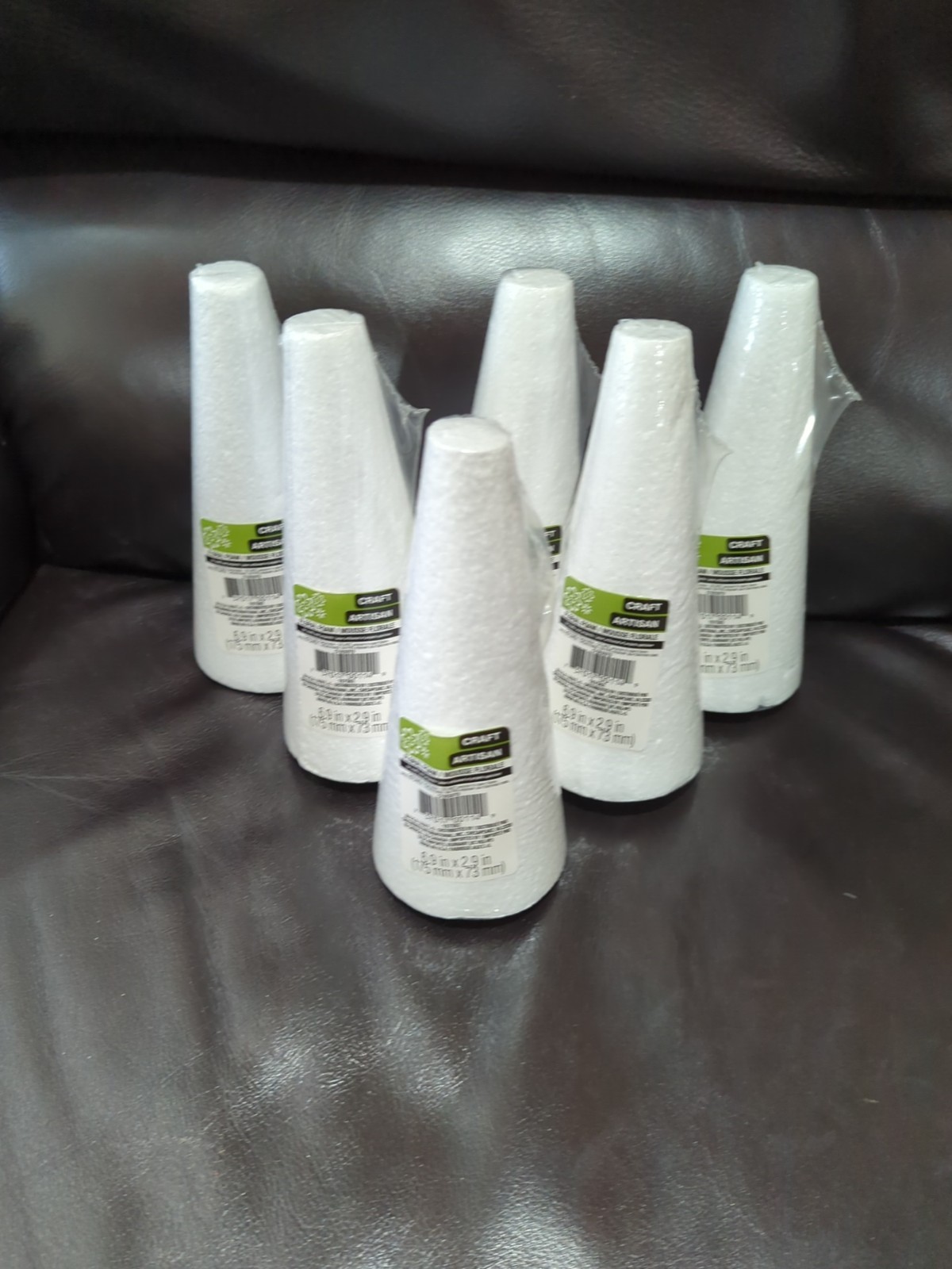 Craft Artisan Floral Foam Cones 6.9" X 2.9"  White Pack Of 6