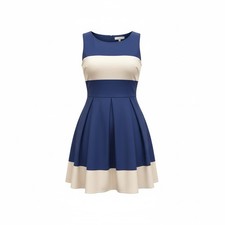 Monteau Womens Dress Fit & Flare Retro Look County Club Rockabilly Small Pleated
